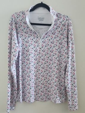Straight Down Lightweight White Pullover Bear Creek Golf Club Shirt